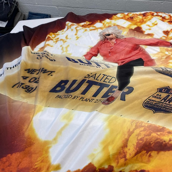 Hilarious Tapestry Stick of Butter in Flames Meme Silly Funny Wall Hanging New - Picture 3 of 4